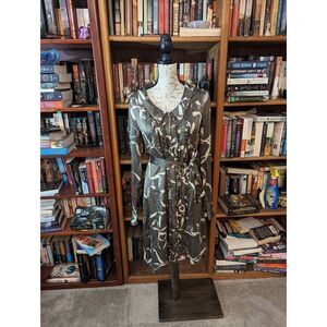 Viktor & Rolf for H&m midi silk ruffled button down shirt dress sz 6 euc